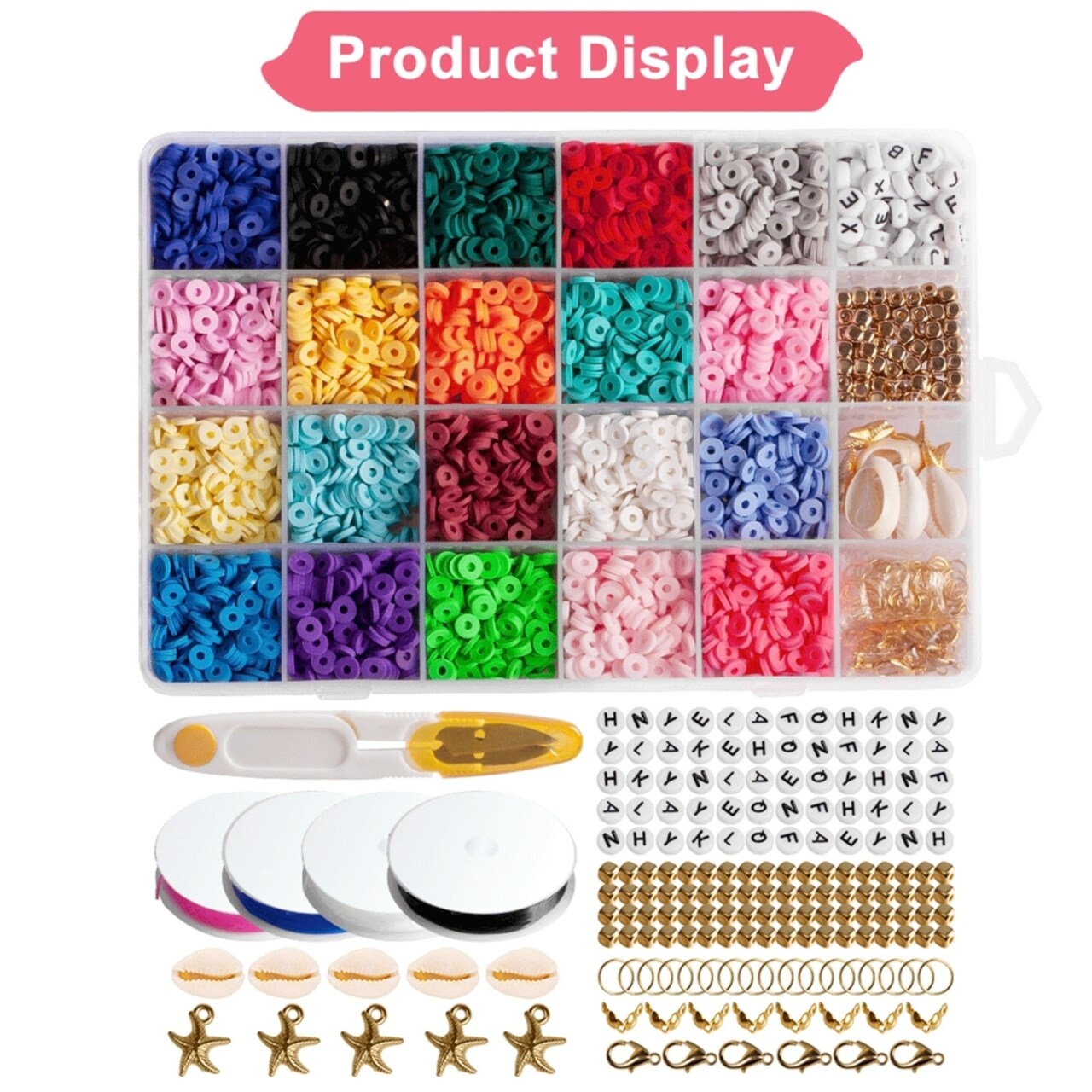 Generic 1 Set Loose Beads Colorful Flat DIY English Letters Long Lasting Beads Jewelry Making